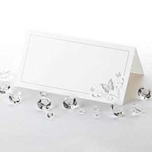 Elegant Butterfly Place Cards - White & Silver - Pack of 50