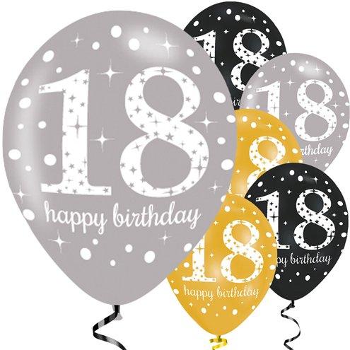 Happy 18th Birthday Gold Mix Sparkling Celebration Balloons