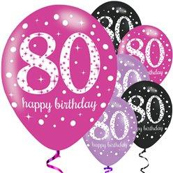Happy 80th Birthday Pink Sparkling Celebration Balloons