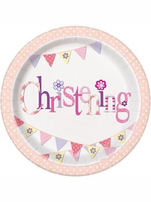 Pink Christening 9" Paper Plates