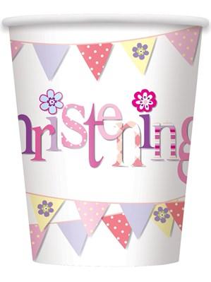 Pink Christening Paper Cups