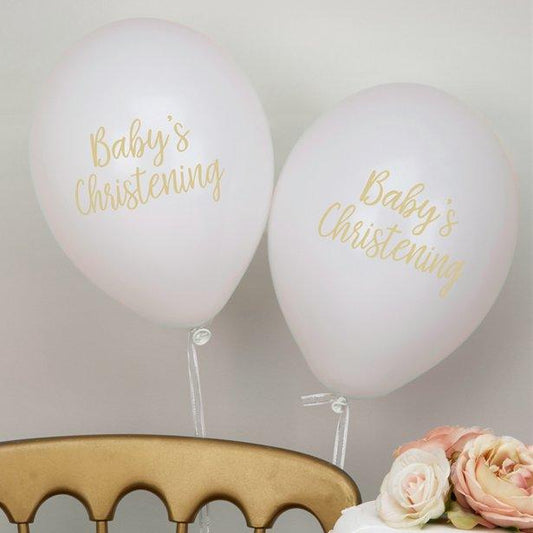 White Christening Balloons - Latex