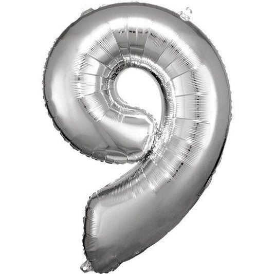 Silver Number Balloon 9