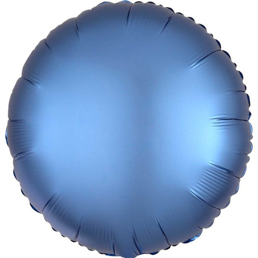 Blue Azure Satin Luxe Circle Foil Balloon - 18"