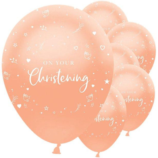 Rose Gold On Your Christening Balloons - 11" Latex