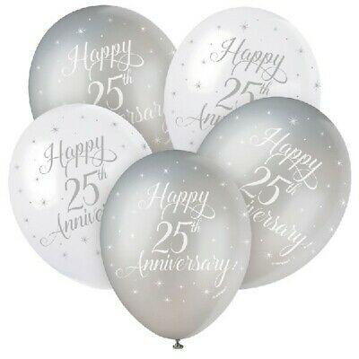 Pearl White and Silver 25th Anniversary Latex 5pk