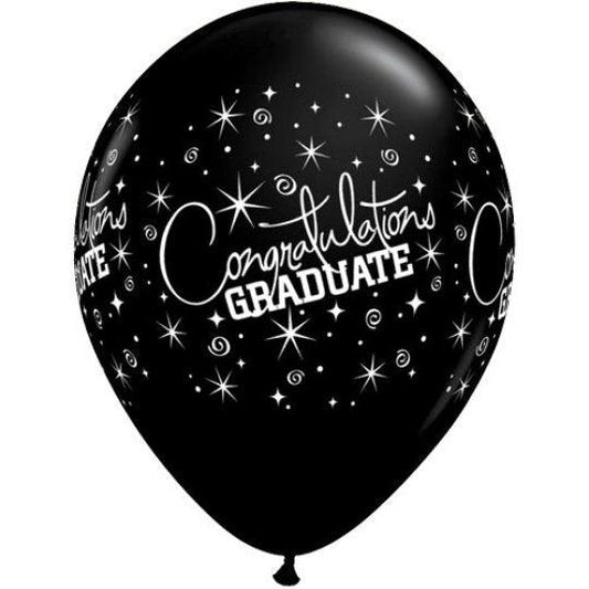 Black and White Congratulations Graduate Latex Balloons
