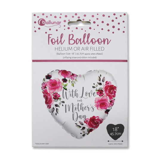 With Love on Mothers day Pink Floral 18" Foil Balloon