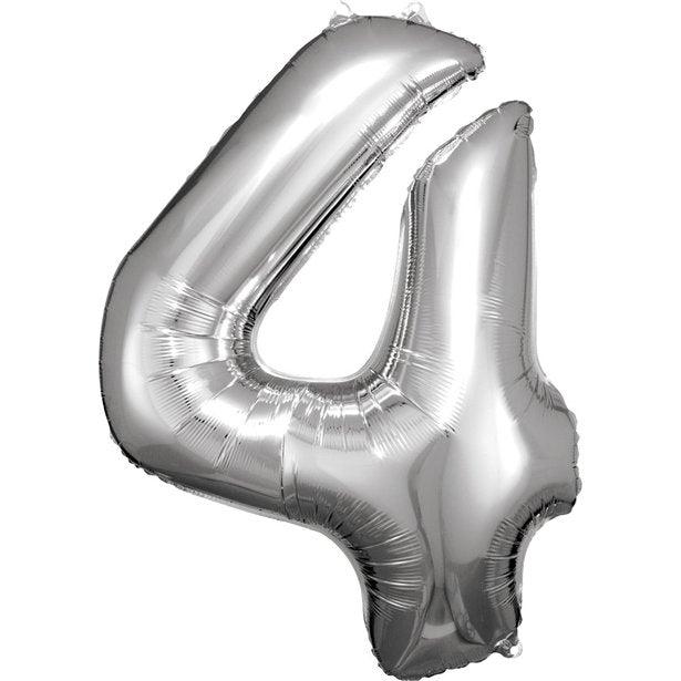 Silver Number Balloon 4