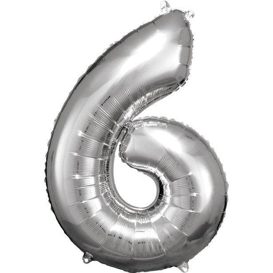 Silver Number Balloon 6
