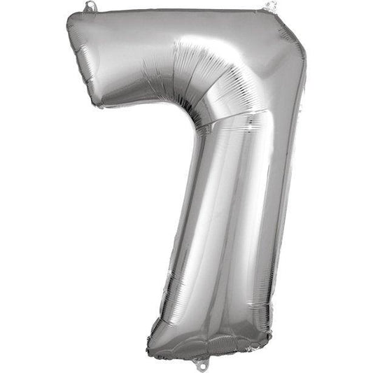 Silver Number Balloon 7