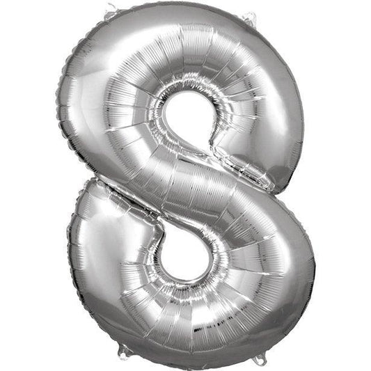 Silver Number Balloon 8