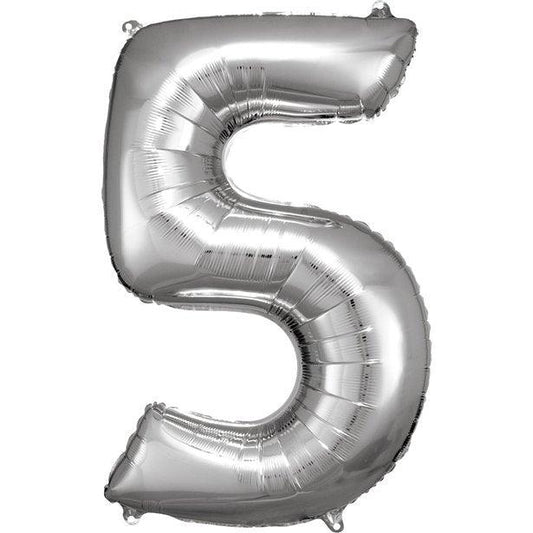 Silver Number Balloon 5