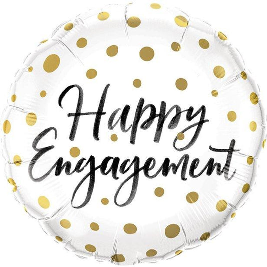 Happy Engagement Gold Dots Balloon - 18" Foil